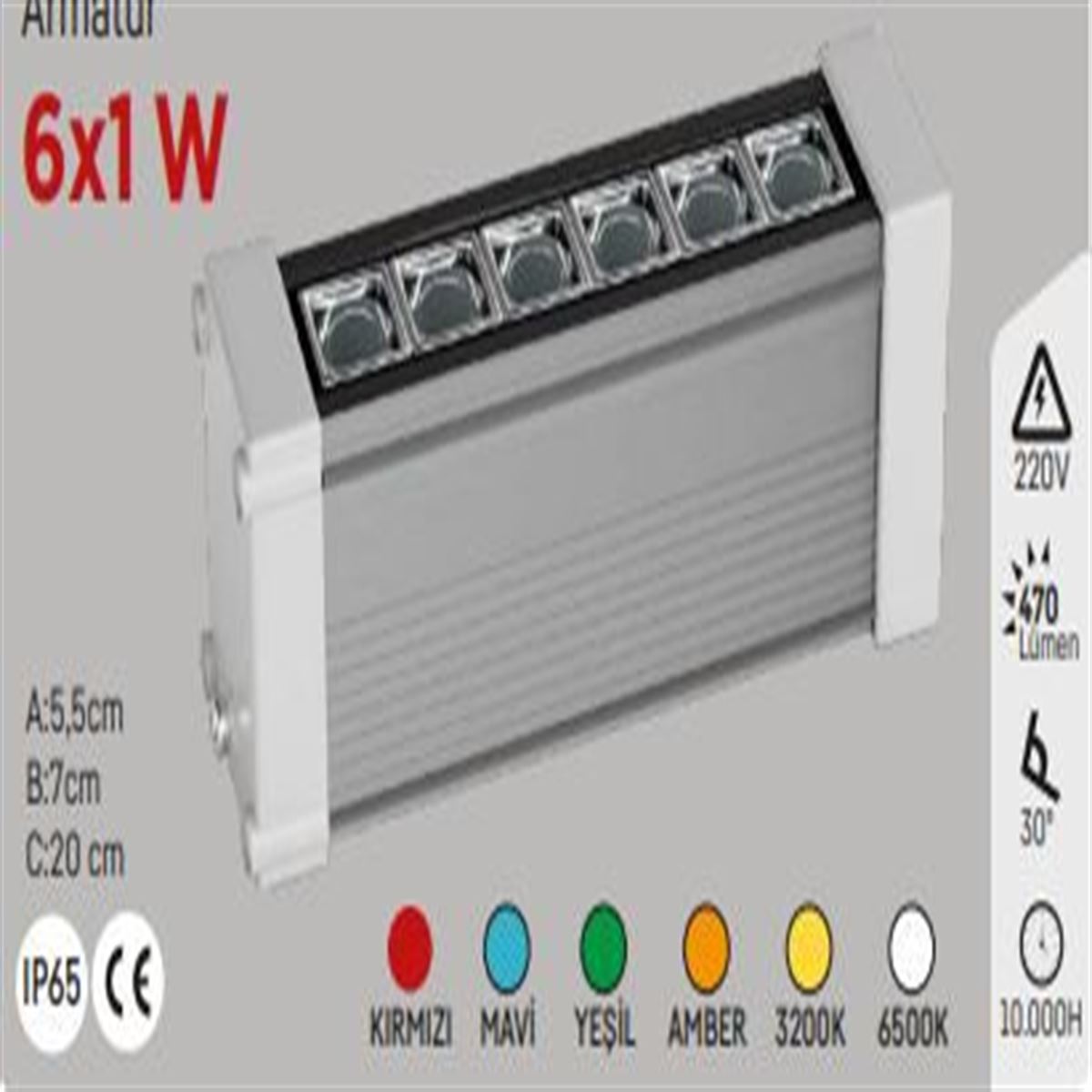 6X1 20cm WALLWASHER PEMBE 1